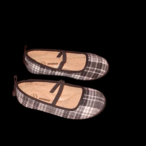 Girls size 11 plaid ballet flats dress shoes - Picture 1 of 6